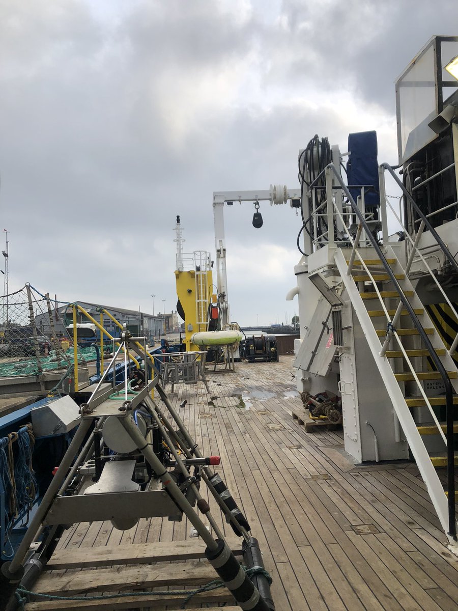 RhenusOffshore's tweet photo. **PICTURE OF THE WEEK**
Some of the UK team visited locations in #Lowestoft yesterday as part of Offshore Wind Week, one being the @CefasGovUK Endeavour pictured here on back deck! 

#logistics #rhenus #offshore #vessel #owweast #marine #eeegr https://t.co/TFeYPHtrWc
