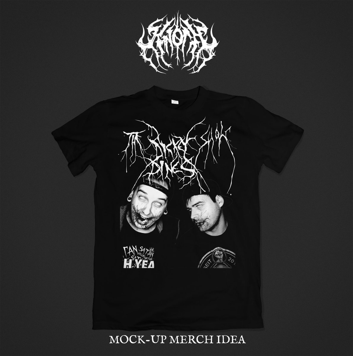 Knoth_'s tweet photo. @DickeyDinesShow Fake merch mock-up. 🖤 What do you think?@JaredDines @DickeyFTLOY #dickeydinesshow #dickydines #heavymetal #deathcore #blackmetal #punk #goth #merchandising #blackmetallogo #graphicdesign #graphicdesigner #logodesigns #knoth https://t.co/ALNXSZP53a