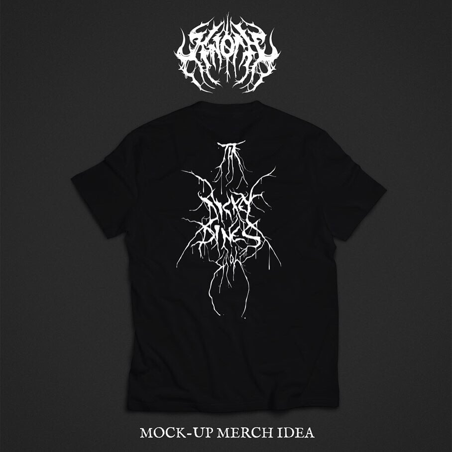 Knoth_'s tweet photo. @DickeyDinesShow Fake merch mock-up. 🖤 What do you think?@JaredDines @DickeyFTLOY #dickeydinesshow #dickydines #heavymetal #deathcore #blackmetal #punk #goth #merchandising #blackmetallogo #graphicdesign #graphicdesigner #logodesigns #knoth https://t.co/ALNXSZP53a