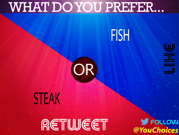 YouChoices's tweet photo. Steak or fish? https://t.co/lRKegBSOuu