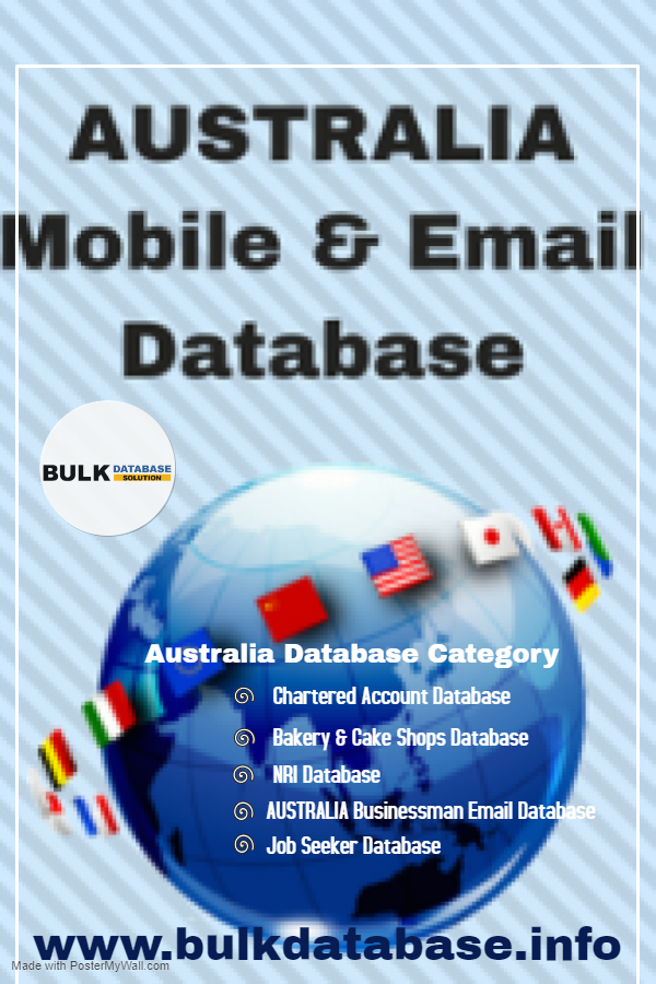 bulkdatabase_in's tweet image. Bulk Database focus on category wise contact database of Australia like #doctormobilenumber, #AUSTRALIAConsumerEmailDatabase etc.We also provide all world mobile database provider with email-id #bulkmobilenumberdatabase.Visit: bulkdatabase.info/AUSTRALIA-Emai…… and contact: +91 8334941132