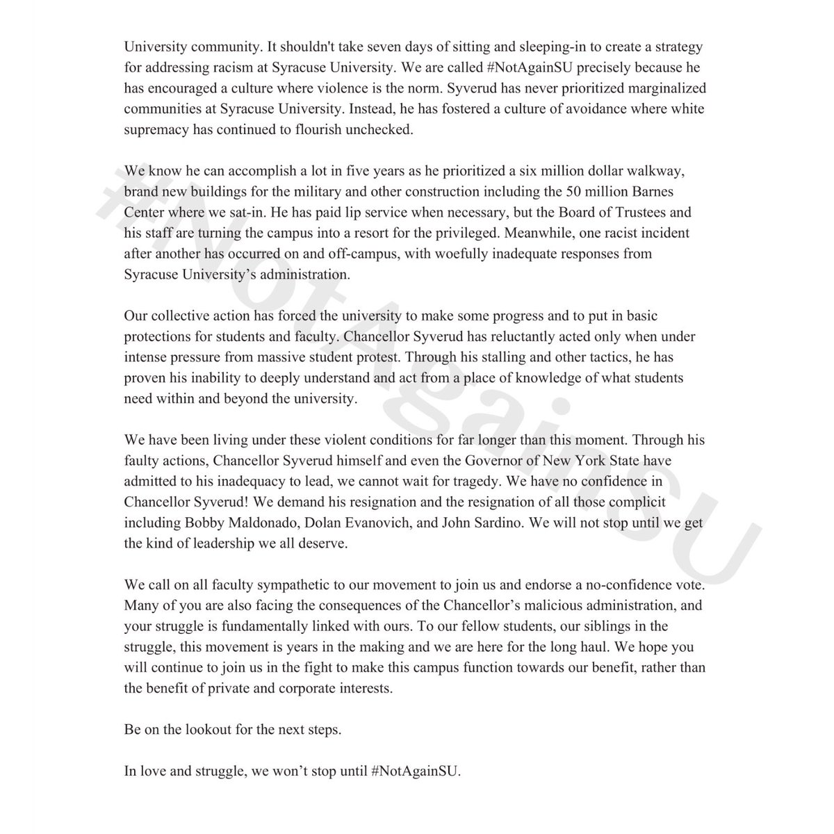 notagain_su's tweet image. Please READ in full for a more thorough understanding of our decision. #NotAgainSU