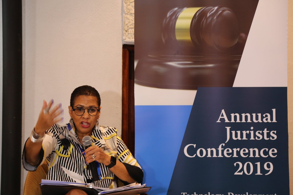 ICJKenya's tweet photo. Rtd. Justice Anne Claire, Jones Day, USA speaking on ‘Addressing Development Related Conflict through ADR and AJS’ at the #AJC2019 on #TechDevRuleofLaw #ICJKenyaTurns60 https://t.co/eJNDyL0Pr6