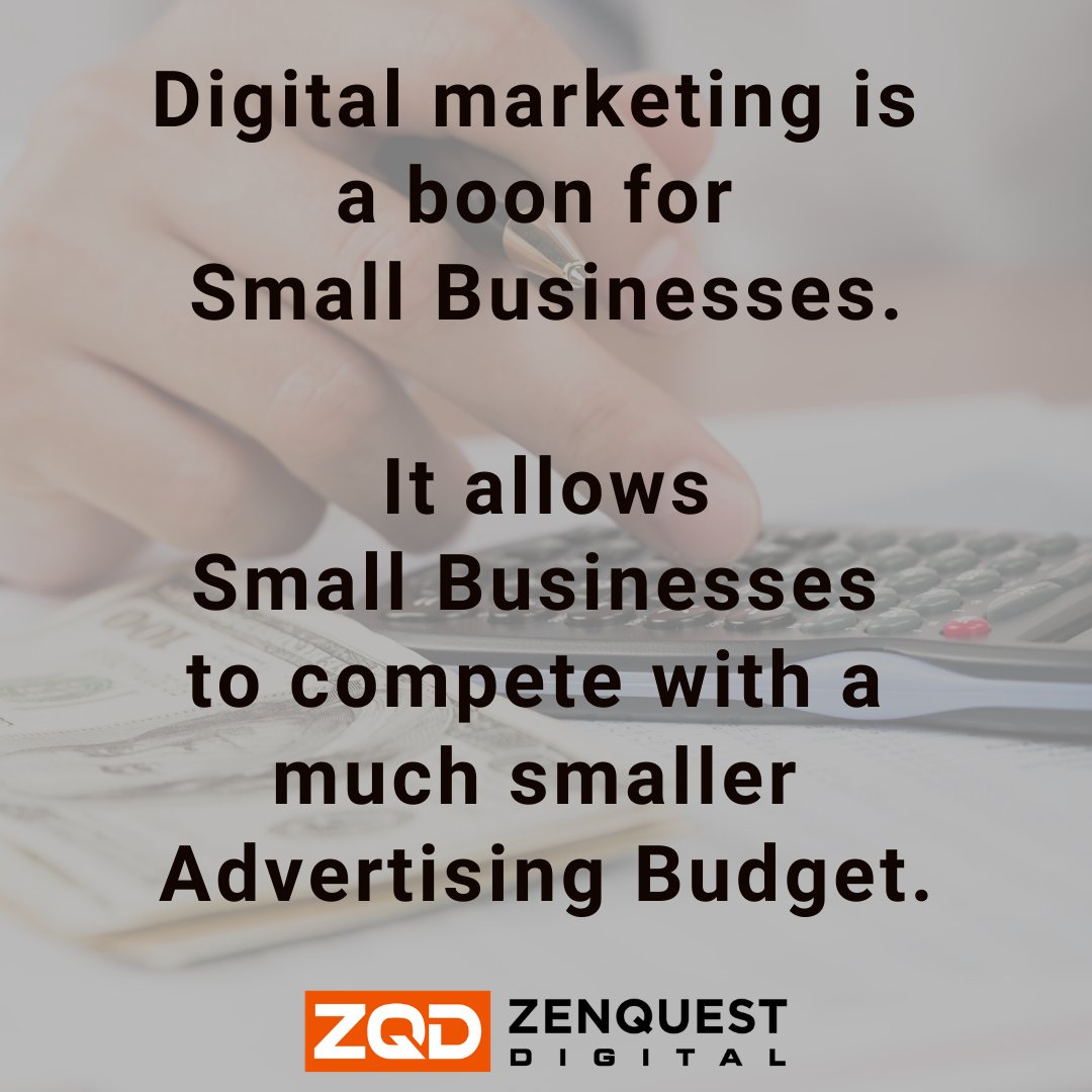 zenquestdigital's tweet photo. Digital Marketing, a boon for Small Businesses...

#DigitalMarketing #DigitalStrategy #MarketingConsulting #DigitalMedia #ZenquestDigital #BusinessGrowth #Marketing #IncreasingSales #ChangingBusinessTrends https://t.co/LuLSI5PF0X