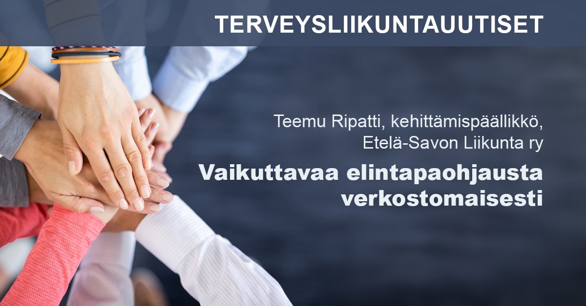 UKKinstituutti's tweet photo. #Terveysliikuntauutiset-sarjan #VESOTE-viikon kolmas kirjoitus on peräisin Etelä-Savosta. Teemu Ripatti kuvaa tekstissään, miten #elintapaohjaus on vakiintunut osaksi @etelasavonsote terveyden edistämistyötä & mitä kaikkea toimintaan sisältyy. Lue juttu: https://t.co/TvqB0ZzYDj https://t.co/ZZFKQOpOqp