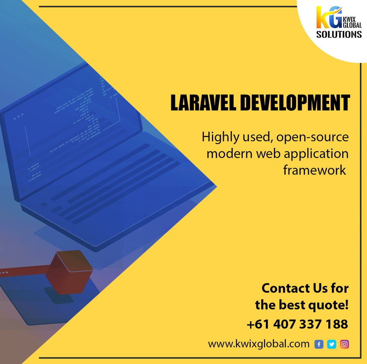 kwixglobal's tweet photo. Are you looking for the best quote for Laravel PHP Development? Get connected with team Kwix Today.
Call: +61 407337188
https://t.co/ye2aLUC2tT https://t.co/lzCQicvVmg