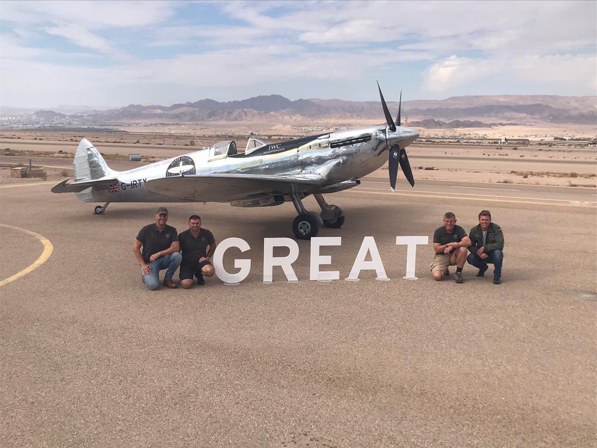 UKinJordan's tweet image. Welcome to #Jordan. Thanks for sharing your amazing #LongestFlight  with us and showing that #EngineeringIsGREAT. #SilverSpitfire