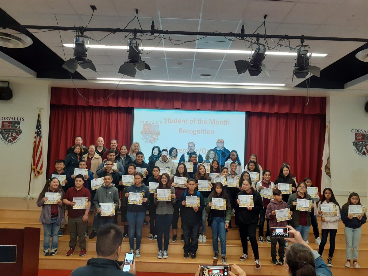 All of our Student of the Month recipients &amp; teachers that helped with presenting the awards to the students.