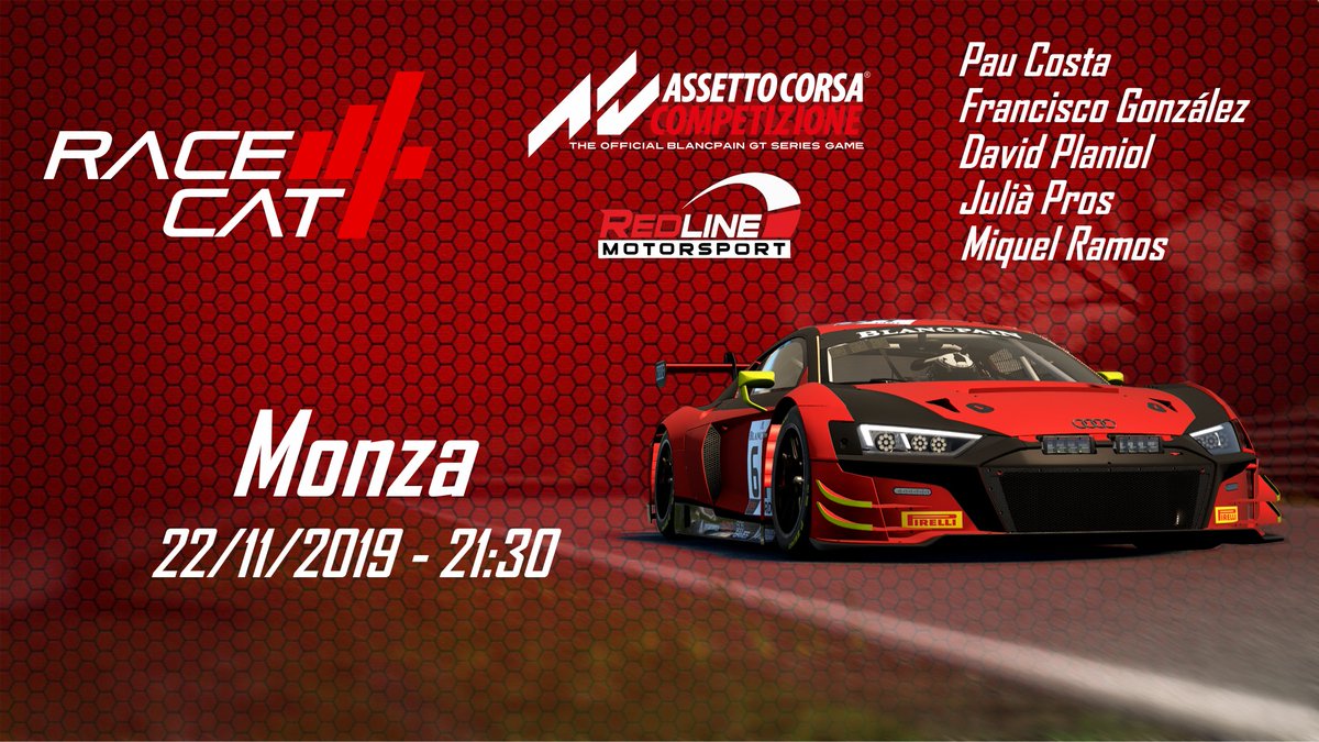 Race4CAT Motorsport (@race4cat) on Twitter photo Lo lograron 💪 nuestros 5 pilotos entraron en el Top split del campeonato Blancpain GT de @RedlineMotorsp1 en ACC <a href="/AC_assettocorsa/">Assetto Corsa</a>
Sou collonuts nois 👏👏
Y esta noche debutan en Monza con previsión de lluvia 🌧️. Gaaaaas pit i collons #somun Lo lograron 💪 nuestros 5 pilotos entraron en el Top split del campeonato Blancpain GT de @RedlineMotorsp1 en ACC <a href="/AC_assettocorsa/">Assetto Corsa</a>
Sou collonuts nois 👏👏
Y esta noche debutan en Monza con previsión de lluvia 🌧️. Gaaaaas pit i collons #somun