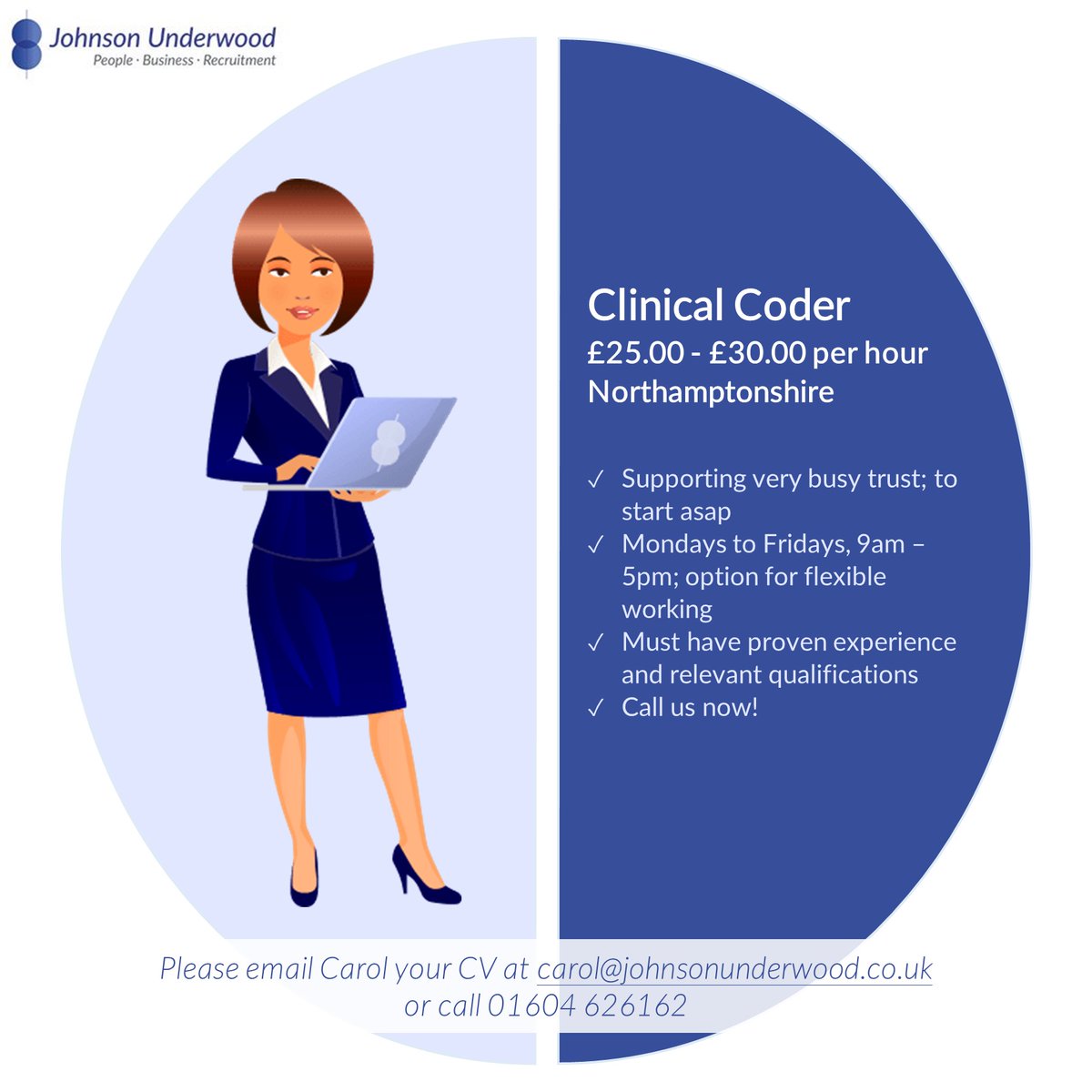 ConsultCarolJ's tweet image. We have a rather specialised role for a #ClinicalCoder. Does this appeal to any of you or do you know someone that might be interested?
