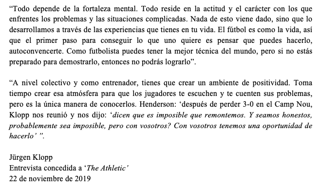 AlbertOrtegaES1's tweet image. Jürgen Klopp sobre la importancia de la fortaleza mental en el fútbol.