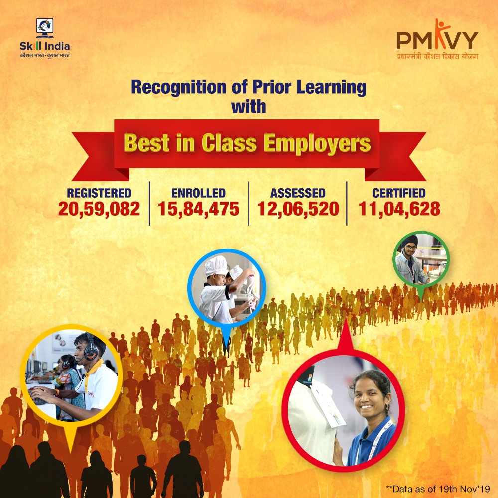 DrMNPandeyMP's tweet image. More than 11 lakh people have been certified under @PMKVY_INDIA Recognition of Prior Learning - Best in Class Employers. This has given employees an opportunity to reflect on their existing knowledge, skills and competencies &amp;amp; thereby, take necessary steps for further improvement
