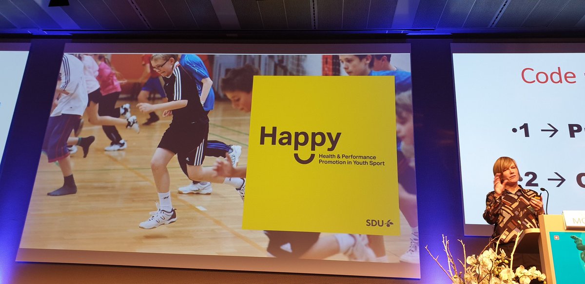 #sportfisio2019 
<a href="/Merete_Moller/">Merete Møller, PhD</a> talking about increasing activity and exercise participation in youth. 
Great name, the 'Happy' program