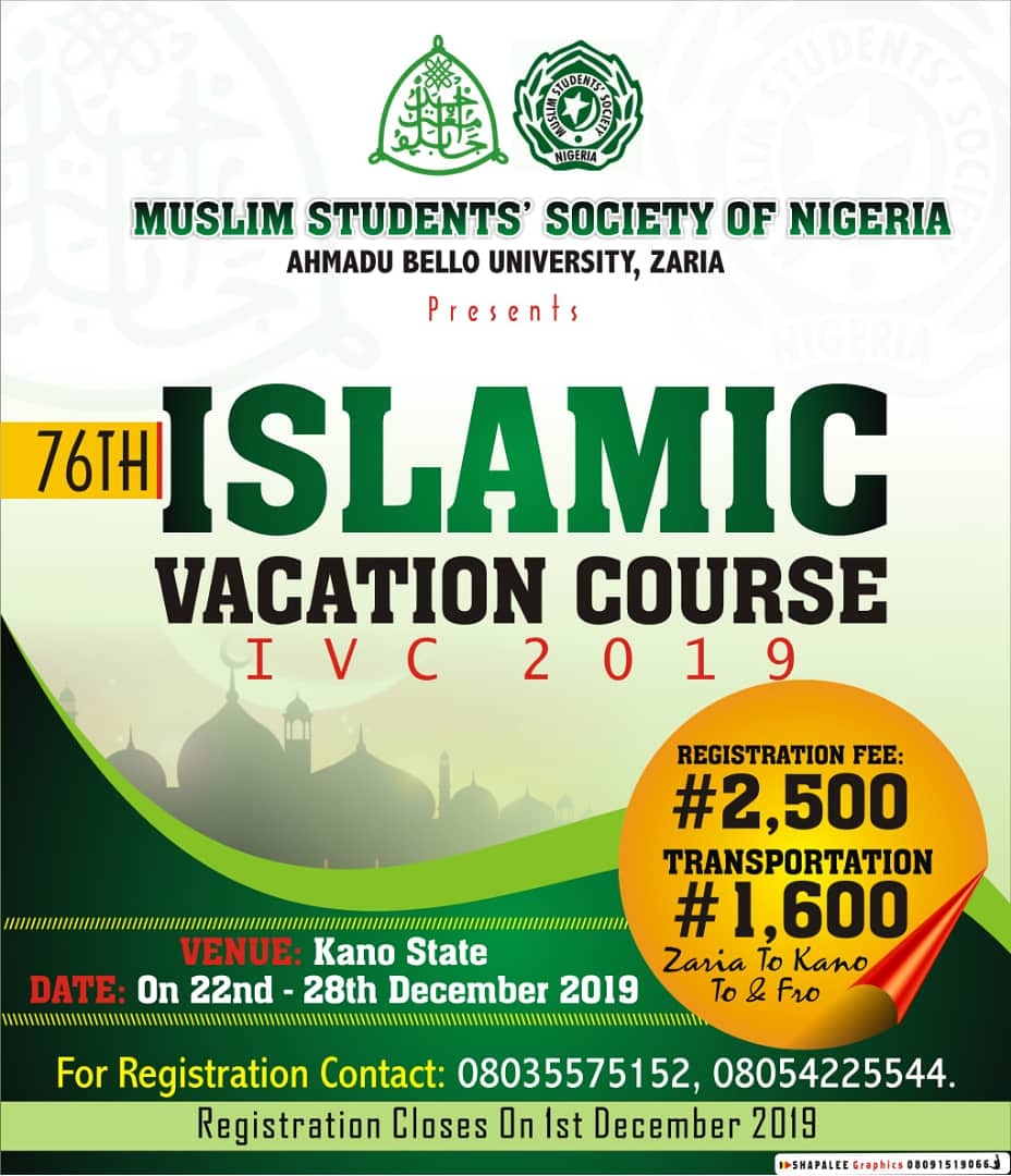 Muslim Students Society Of Nigeria Mssn Abu Zaria Bismilah Have You Heard The Islamic Vocational Course Ivc Is Taking Place Again For The 76th Time And This Time It S Taking