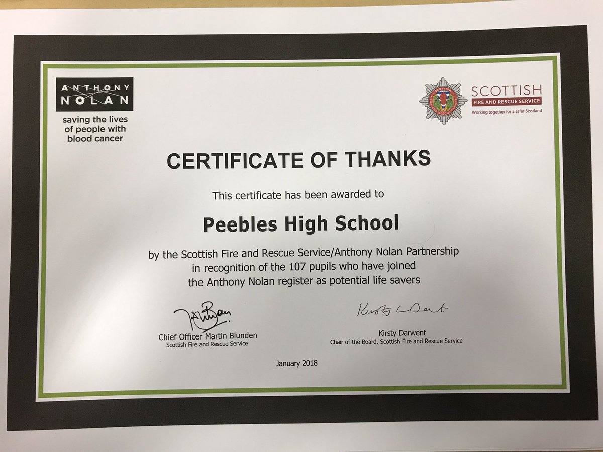 steveRmitch's tweet photo. Delighted to celebrate the outstanding achievement of @PeeblesHigh @fireboyle @AnthonyNolan @fire_scot Shool Champions yesterday with @goose646 @scotfire_MELSB @gill_geddes presenting letters of commendation and school certificate. 107 potential donors added to the register. https://t.co/Dew9yBTapk