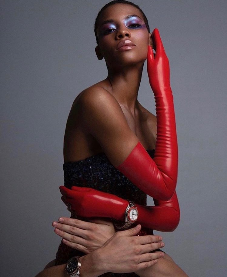 New Wonderland Magazine beauty editorial featuring Ong-Oaj Pairam x Net-A-Porter exclusive rainbow gown. Because too much is never enough. #PartySeason #Glitter #elegance