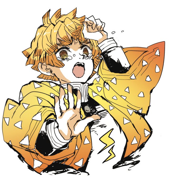 もみさんがTwitterに投稿した我妻善逸(鬼滅の刃)のイラスト。