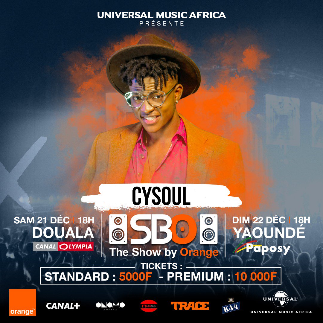 CysoulOfficiel's tweet photo. Je serais présent au #SBO : THE SHOW BY ORANGE

- Samedi 21 décembre - 18H / Canal Olympia de Douala 
- Dimanche 22 décembre - 18H / Palais des Sports de Yaounde https://t.co/EVXgLKxOh3