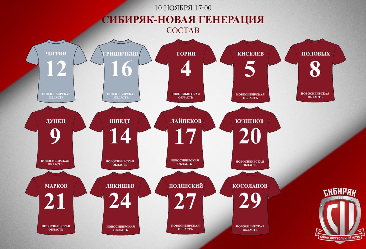 Заявка на сегодняшний матч!
