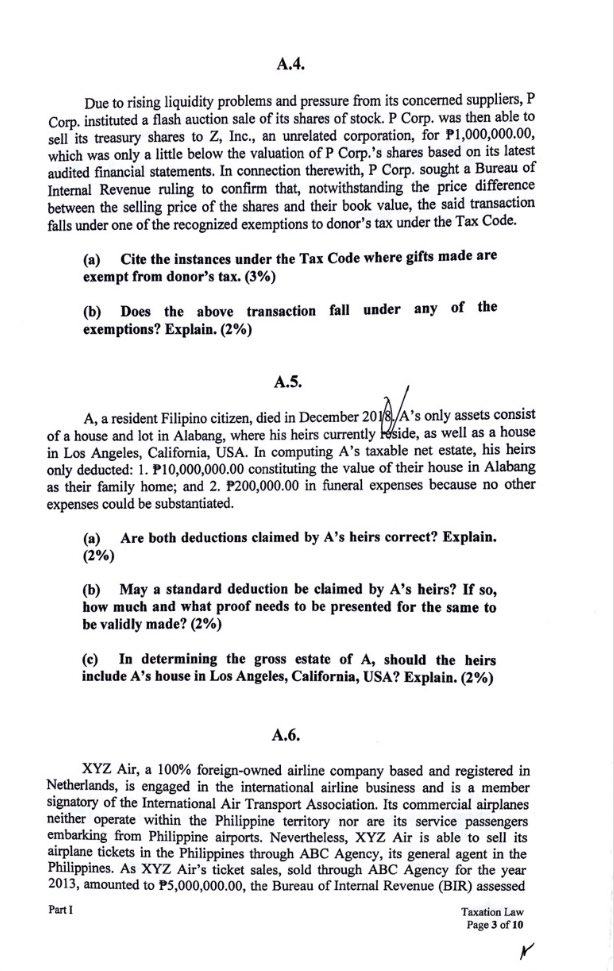 iamYourHonor's tweet photo. TAXATION QUESTIONNAIRE BAR EXAM 2019. #NovemBar2019 #BarExam2019 #BernaBar2019 #BarOps2019 https://t.co/kwt3K5Bouw