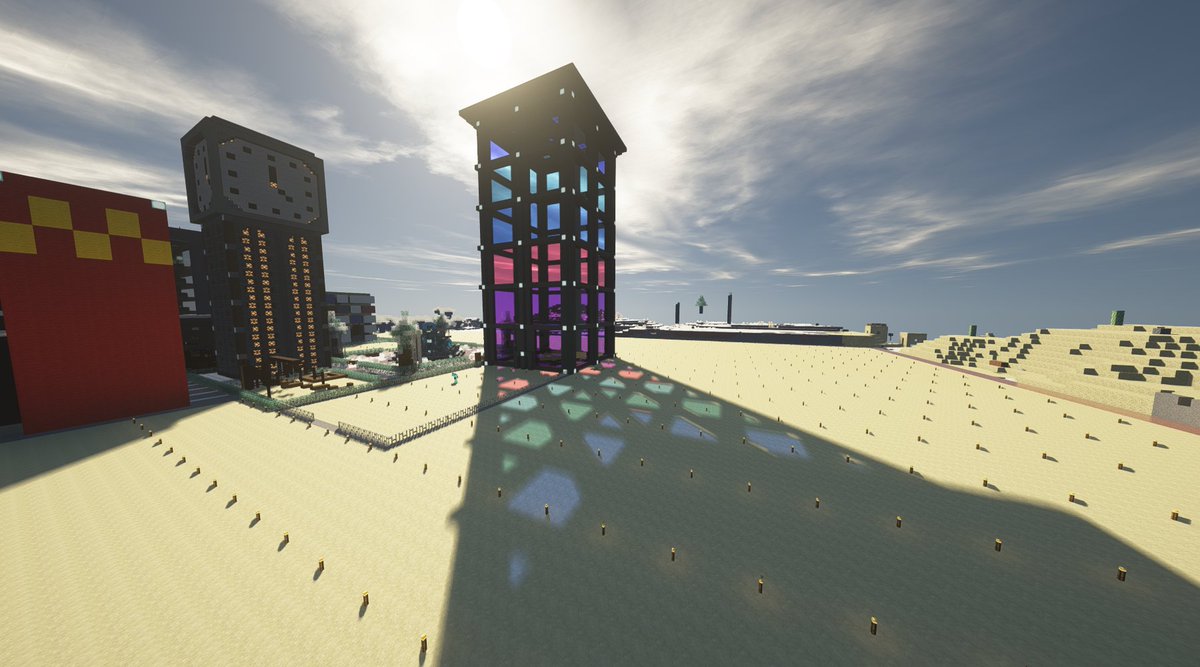 いぬ Twitter પર Keiさんによる砂漠拠点の新たな建築物の進捗です 存在感があって綺麗なガラスでいいですね 太陽から差し込んだ 色付きガラスの影も最高です Minecraft マイクラ マイクラマルチ マルチサーバー 参加型 Twitch T Co Eb0t5pdghy