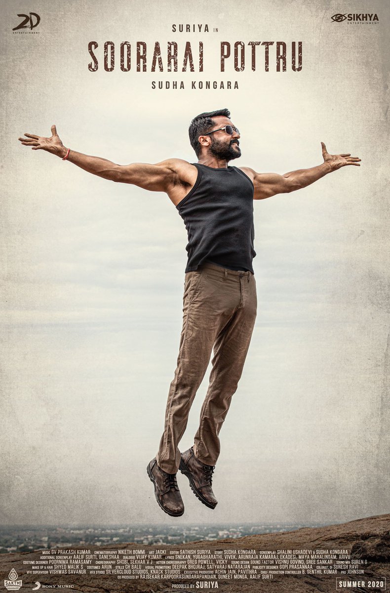 2D_ENTPVTLTD's tweet image. Yet another on time arrival!!#SooraraiPottruFirstLook #AakaasamNeeHaddhuRa

@Suriya_offl #SudhaKongara @gvprakash @nikethbommi @Aparnabala2 @editorsuriya @jacki_art @rajsekarpandian @guneetm @SuperAalif @sikhyaent @SakthiFilmFctry @gopiprasannaa @PoornimaRamasw1 @SonyMusicSouth