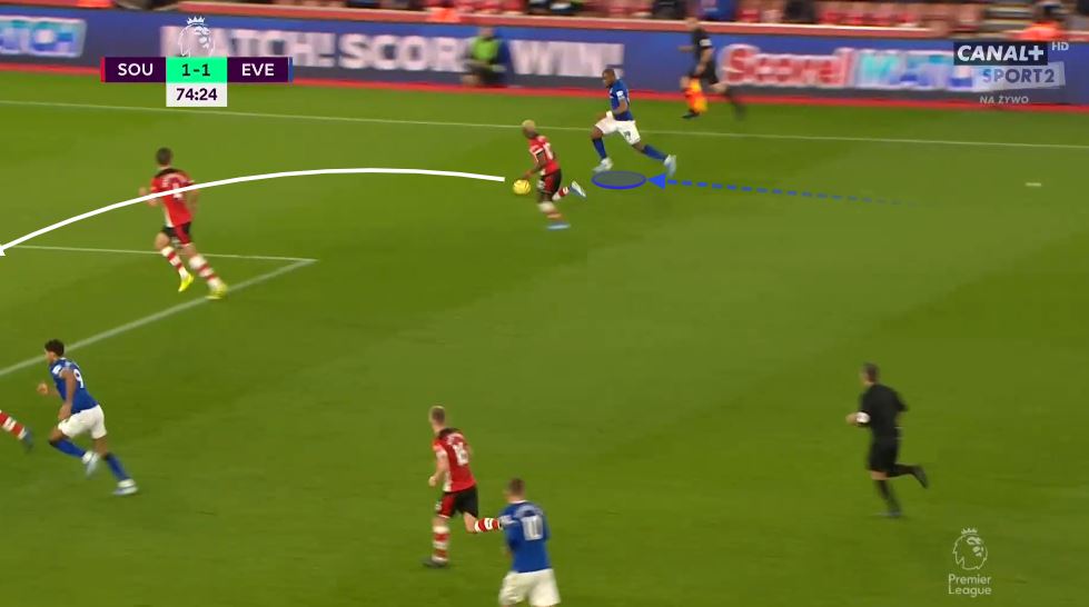 Iwobi then plays a superbly waited ball for the Frenchman to run onto and fire in the cross that led to Everton's winning strike. Whilst the cross was excellent from Sidibe, the weight of the ball from Iwobi made things much easier for him.