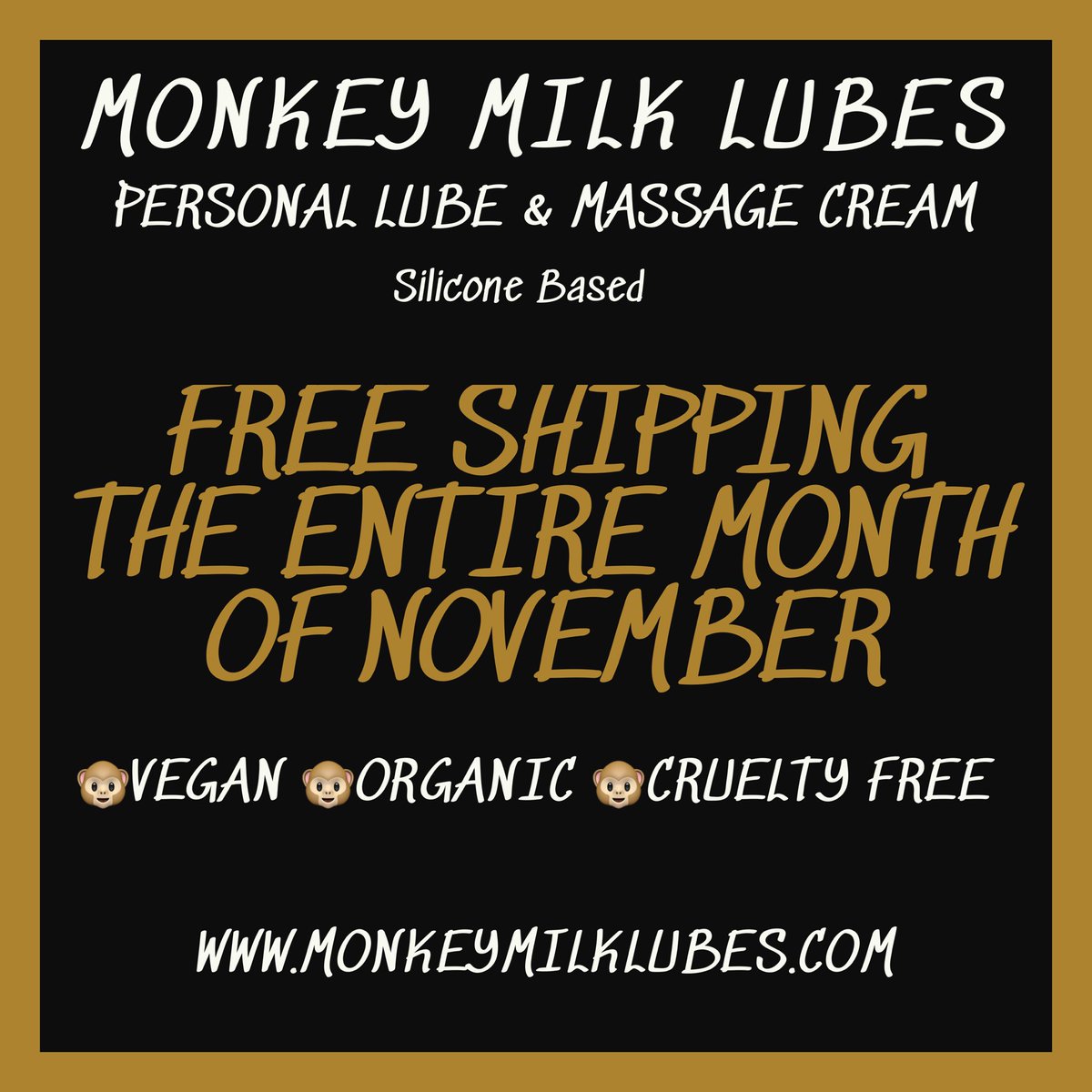 DrRylie7's tweet photo. Free Shipping the Entire Month Of November
We are Thankful for all of our customers 🐵
#Vegan #Organic #CrueltyFree
Get yours today at https://t.co/xhByK87MD1
#monkeymilk #monkeymilklubes #sexlube #AnalSex #siliconebasedlube #freeshipping #silicone https://t.co/sa3KZoPBcl