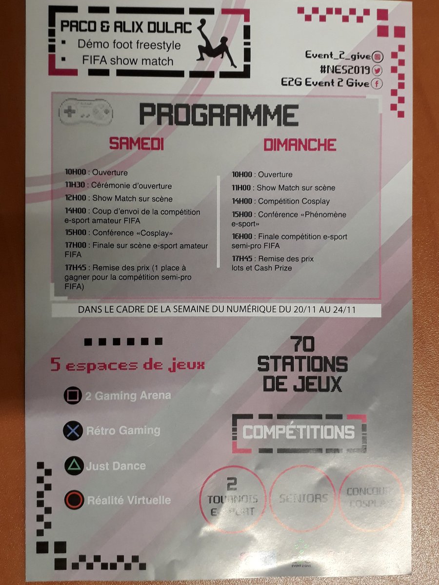 DDelerin's tweet photo. Les 23&24 novembre prochains vous êtes où ? Moi je serai au #nes2019 au Numérique Epone Show 2019 @Event2Give #epone #teame2g https://t.co/zXM5k6BmIg