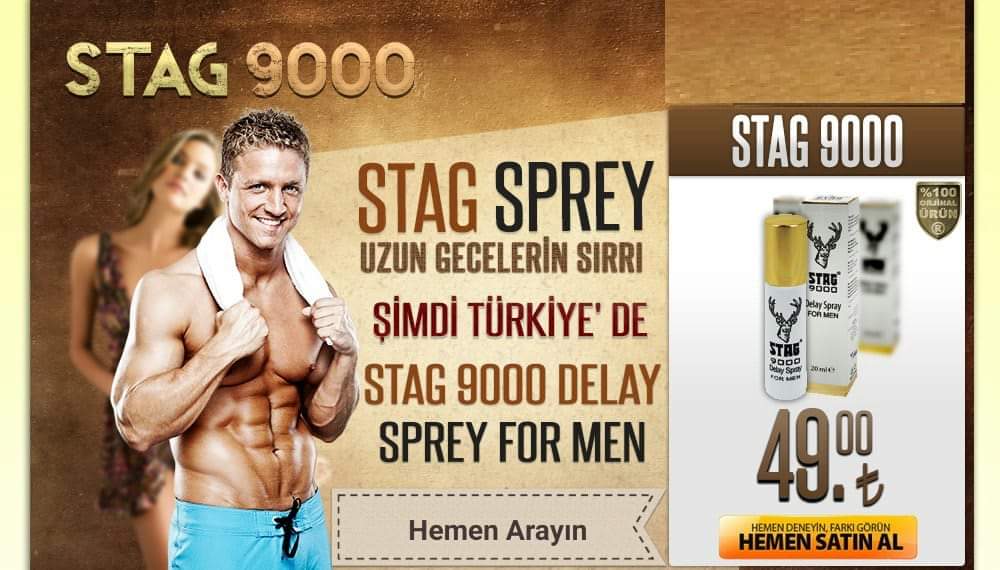 #geciktirici #Stag9000 #ereksiyon #viagra #sprey mutlaka deneyin.Stag 9000 delay sprey formen içeriğinde neler bulunur.Coryophylli Oleum,Karanfil Yağı,Viola Odorata,Nane Yaprağı Yağı,Sesami Oleum ve Susam Yağı ile oluşan bitkisel formüle sahiptir.