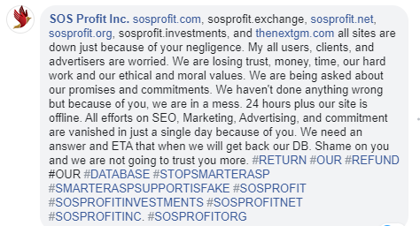inc_profit's tweet photo. #smarterasp is our Data Base and their servers are down because of that our users are unable to connect with us. We are making sure to be live as soon as we can. We are thankful for your support and patience so far.
#sosprofitinc #sosprofitnet #sosprofitorg #sosprofitinvestments https://t.co/NtIj9QTFeH