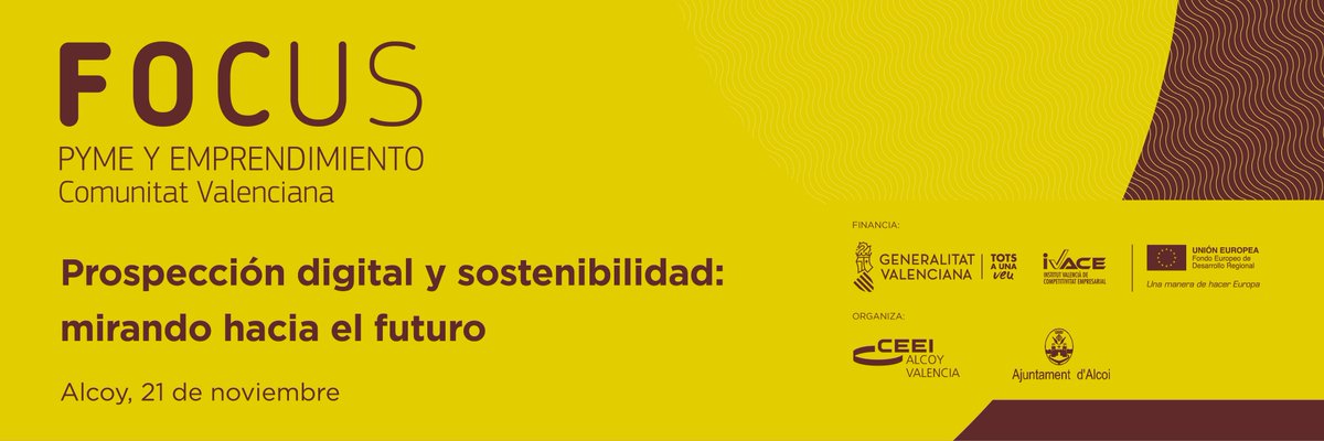 Oportunidad en #Alcoy 21 noviembre <a href="/focuspyme/">Focus Pyme y Emprendimiento</a>  
Encuentro Empresarial Prospección digital y sostenibilidad
bit.ly/33v4p3w 6 actividades, 13 Ponencias, Casos de éxito, exposición de empresas, con
<a href="/Ecologing/">Nicola Cerantola · Ecologing</a> <a href="/AlvaroMarketing/">Alvaro Valladares</a> <a href="/dany_del_valle/">Dany del Valle</a> <a href="/JLucasSerrano/">José Lucas Serrano</a> <a href="/sumamoos/">sumamoOs</a> <a href="/ceei/">CEEI Alcoy</a>