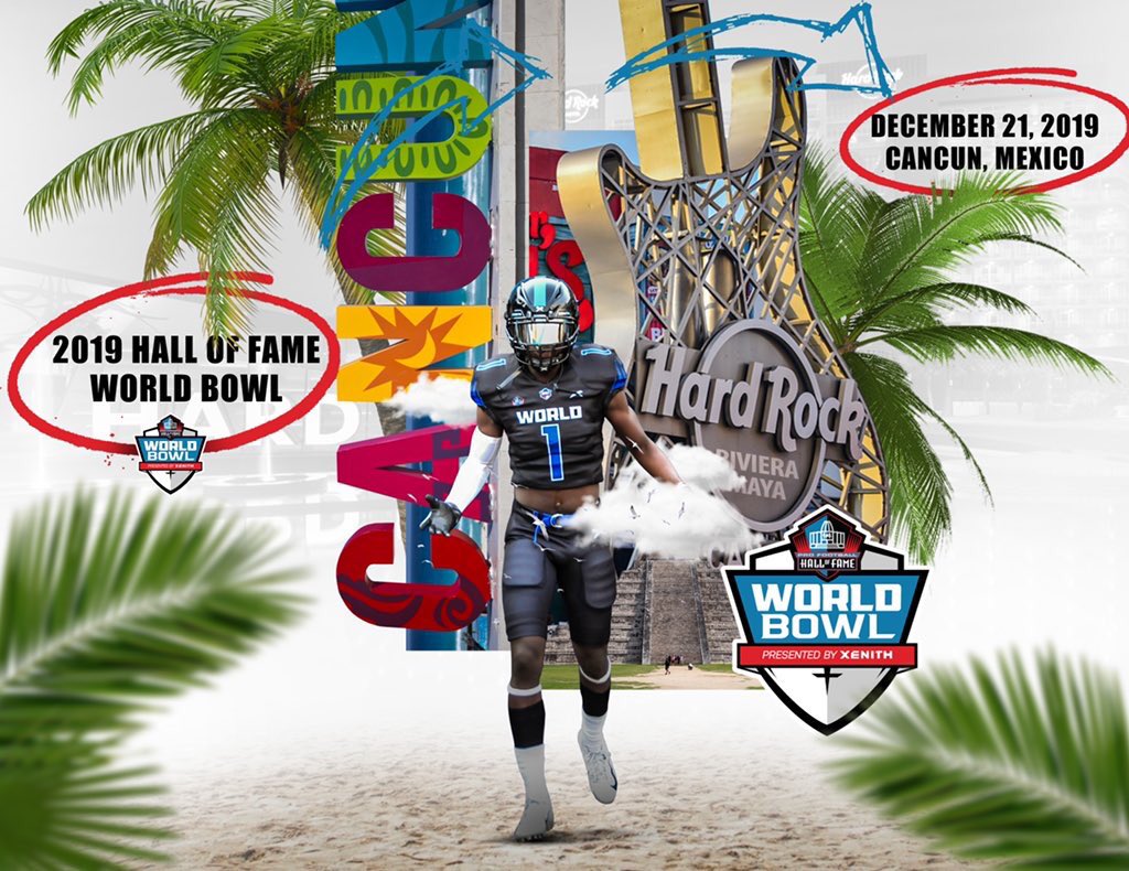 GinoCap59's tweet photo. Blessed and excited to attend The Pro Football Hall of Fame World Bowl In Cancun this year! 🙏🏽💯@GHoward_Scout @coachKeith_100 @HOFWorldBowl @XenithFootball https://t.co/Hte6F5PWx2