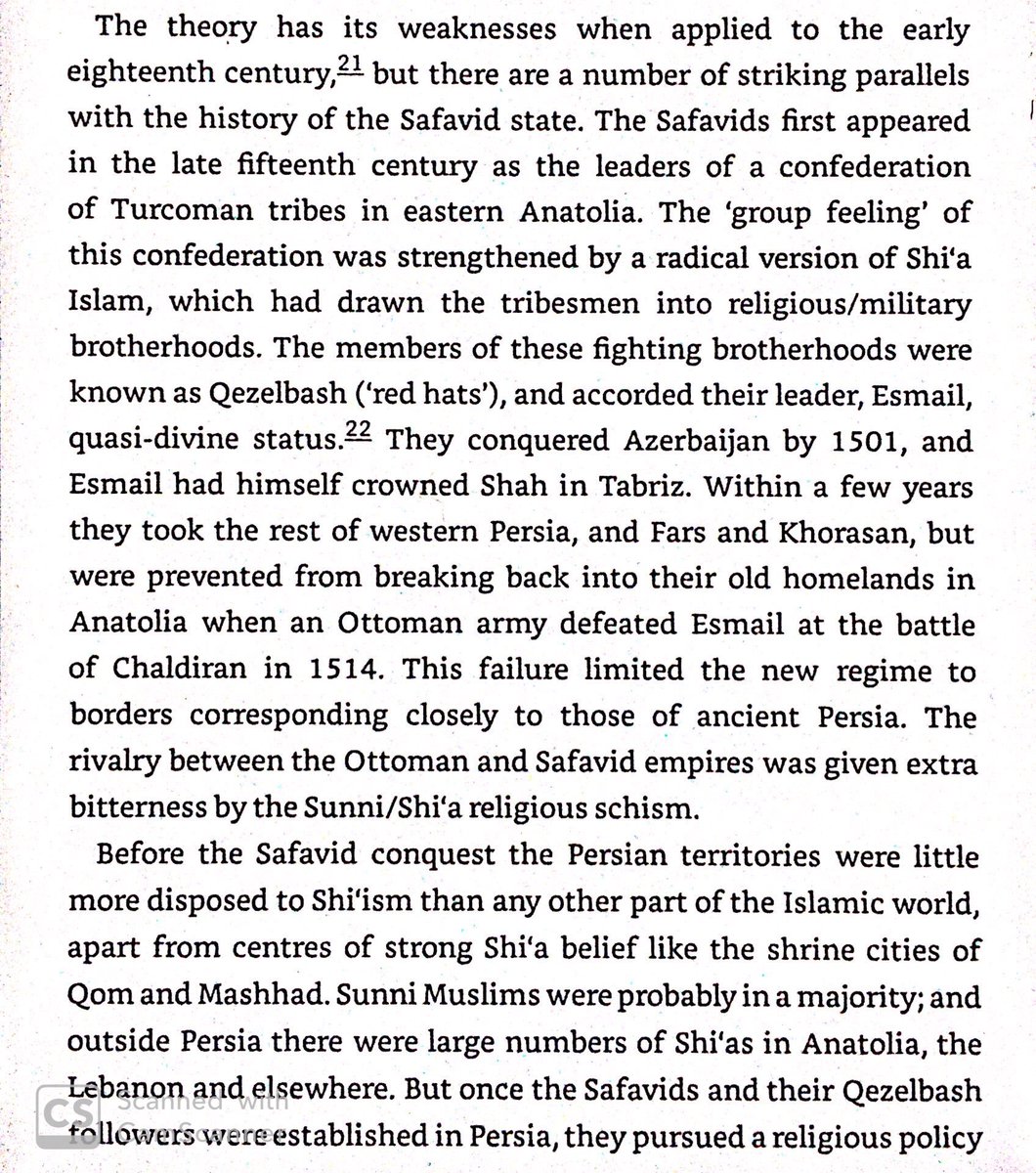 Discussion of Ib Khaldun’s asabiya/decadence theory & how it applies to Nader’s predecessors, the Safavids. Safavids started as fanatical Shia warbands in late 1400s & were corrupted by harem life & dynastic intrigues by the early 1700s.