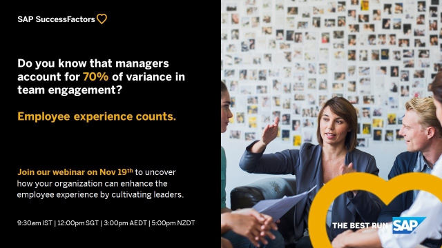 Did you know that 75% of employees who voluntarily leave jobs quit their bosses, not their jobs? Join our webinar on Nov 19th to learn about solutions that can help uncover experience gaps in your organization webinars.sap.com/apj/ex-cultiva… bit.ly/36QR4Vm