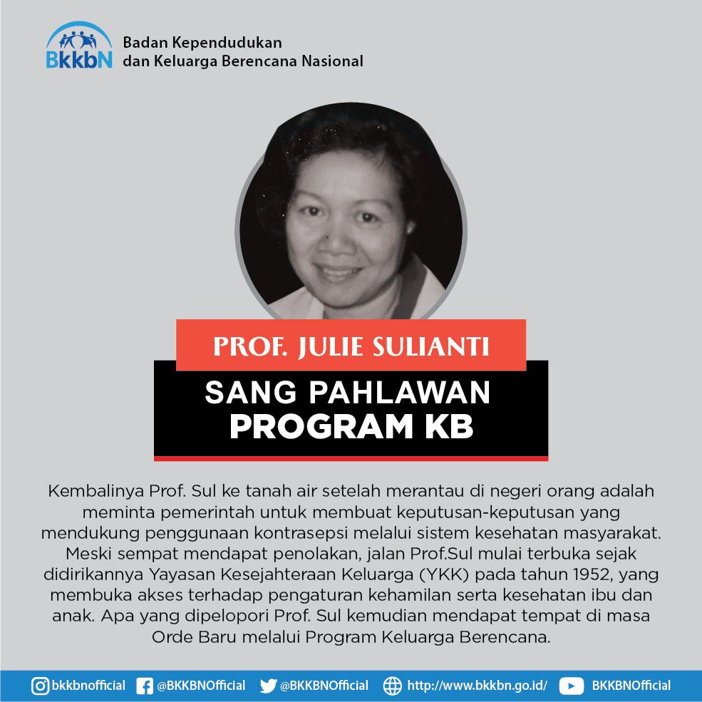kemendukbangga's tweet photo. #SobatBKKBN, tau gak? Ternyata ada sosok pelopor dan pahlawan di balik Program KB yang selama ini kita kenal. Adalah Prof. Julie Sulianti atau yang kerap disebut Prof. Sul. Yuk, lebih kenal dekat dengan beliau. https://t.co/ZvLbI8wlUD