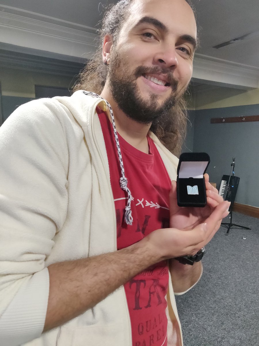 LuciHolland's tweet photo. Yay the last @MateriaColl pin I received far too long ago has finally been delivered to @Mantra_Sound member, our wonderful guitarist Frazer who played on our debut album Joystuck AND he arranged the FFVII track 😊 we love these pins! https://t.co/Y37bMBRHWJ