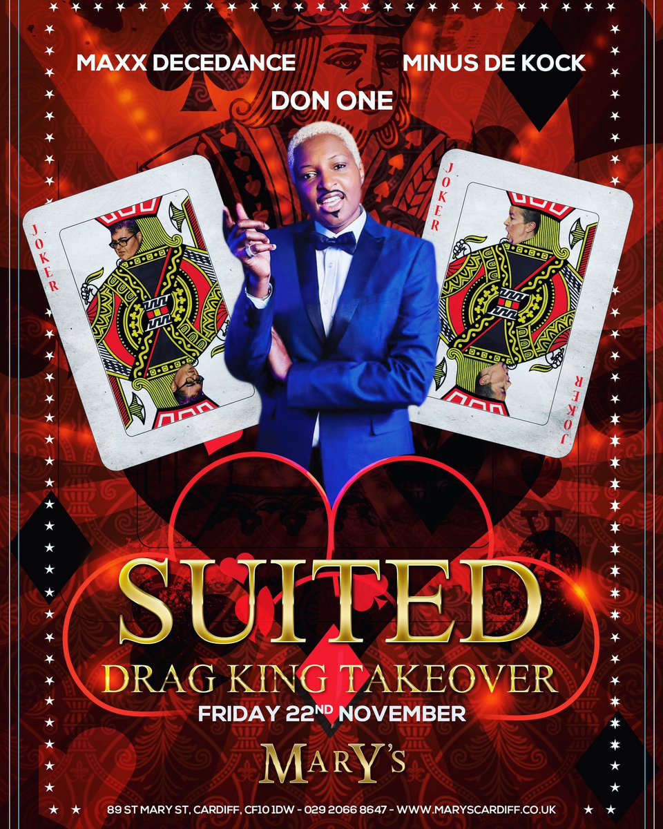 Don1birmingham's tweet photo. So excited about my forthcoming #Don1 debut @MarysCardiff at their fabulous #dragking night #suited - thanks #MinusDeKock for making this happen with #MaxxDecadedance - #cardiff I’m coming to get ya!!! 🏳️‍🌈👱🏾‍♂️☝🏾🎤🏳️‍🌈#dragkings #donone #donjuan https://t.co/H8YANOYGqB