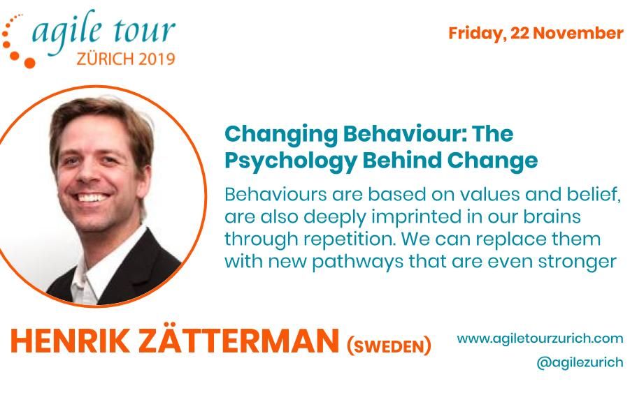 Agile Zürich (@agilezurich) on Twitter photo In his talk, <a href="/HenrikZatterman/">Henrik Zätterman</a> will introduce the Trans Theoretical Model, which explains how behaviours that are deeply imprinted in our brains can be replaced with new pathways that are even stronger.
Join #atzrh19 on November 22nd
buff.ly/2NqZn2F In his talk, <a href="/HenrikZatterman/">Henrik Zätterman</a> will introduce the Trans Theoretical Model, which explains how behaviours that are deeply imprinted in our brains can be replaced with new pathways that are even stronger.
Join #atzrh19 on November 22nd
buff.ly/2NqZn2F