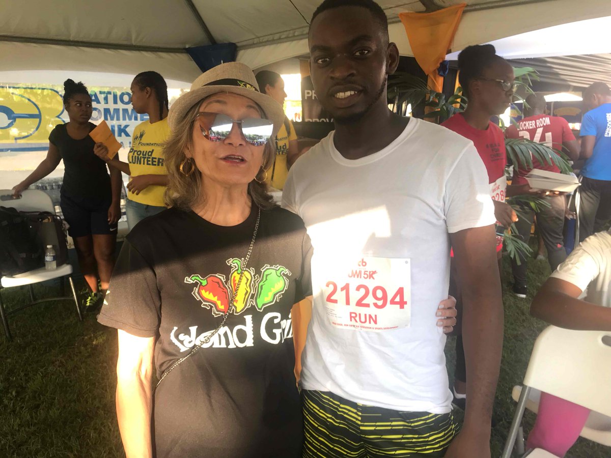 NCBFoundation's tweet photo. The N.C.B. Foundation team is here at the CB Group UWI 5K being led by our Chairperson Miss Thalia Lyn. #UWI5K #NCBFoundation #GiveBack #Education #Scholarships #TunForScholarships https://t.co/dLA4vo2q4w