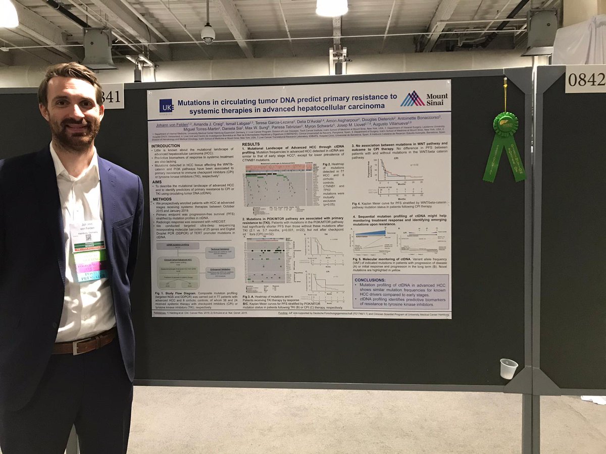 Very proud to have presented one of our (Villanueva Lab) #liquidbiopsy projects in #HCC as poster of distinction at #LiverMtg19 #PrecisionMedicine @AugustoNYC @craig_mandy @AASLDtweets