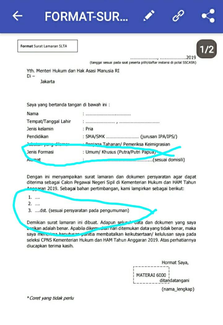 aditya_chiwrite's tweet photo. @Kemenkumham_Jbr @Kemenkumham_RI Min untuk lampiran nya diisi apa saja dan untuk jenis formasi dicoret pakai pulpen atau dihilangkan yg tidak sesuai.,mohon pencerahan nya, trims https://t.co/IAOl3bbQAr