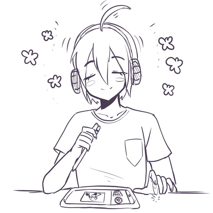 Doodle of Saihara listening to Miku and drawing cause that's what I've been doing all morning ???✨ 