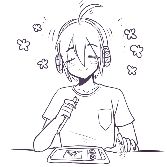Doodle of Saihara listening to Miku and drawing cause that's what I've been doing all morning ???✨ 