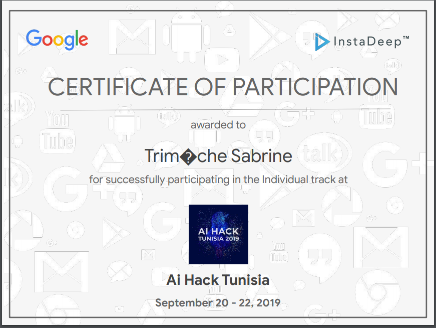 Thanks to 
<a href="/GoogleArabia/">GoogleArabia</a>  &amp; <a href="/instadeepai/">InstaDeep</a>
 for the amazing opportunity Hackathon ❤
  
#AIHackTunisia #instadeep #gdg #hackathon #googledevelopers #machinelearning #artificialintelligence #AI