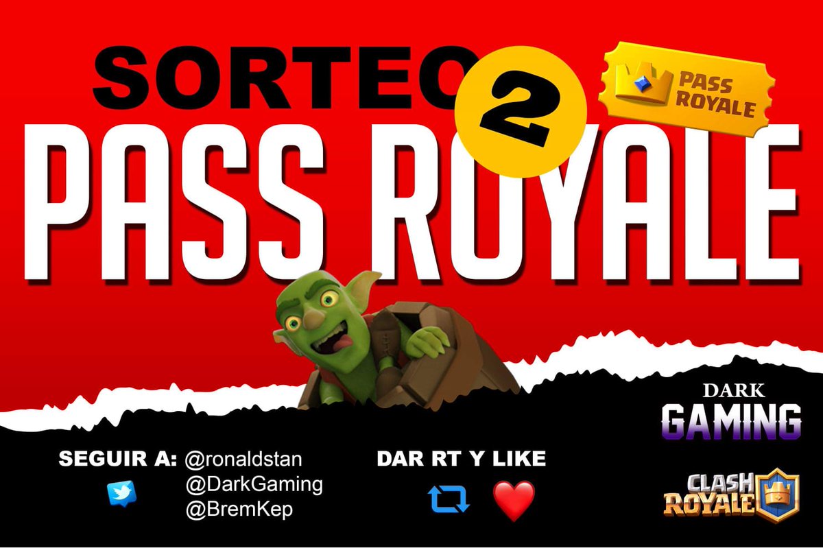‼️SORTEO 2 PASS ROYALE Temporada 5‼️

⚠️Requisitos⚠️

Seguirme 
Seguir a <a href="/ronaldstan/">Stanley</a>
Seguir a <a href="/DarkGaming_12/">💣☠Dark Gaming☠💣</a>
RT Y LIKE❗️

Para más oportunidad etiqueta a dos amigos 🥳

Ganador el día Viernes 15 de noviembre

Buena suerte ❤️
Pago: Vía Supercell ID