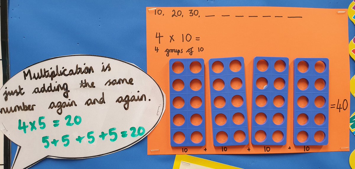 misslcjones's tweet photo. Current maths display showing our learning of place value and multiplication! Great use of equipment to aid learning #primarymaths #numicon #100square https://t.co/hkyUO6JUwm