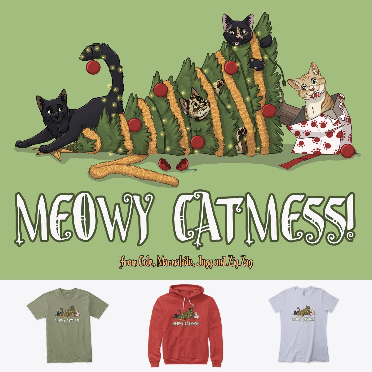 ColeTheBlackCat's tweet photo. It's beginning to look a lot like Catmess! 🎄😼

PAWSOME new design featuring the "Furtastic Four" ... lots of sizes, colors and items available, follow the link below 🙂

https://t.co/VbKyW3nmlf

#MeowyCatmess #FurtasticFour #ColeAndMarmalade #JuggAndZigZag https://t.co/JHWfWx8Fe5