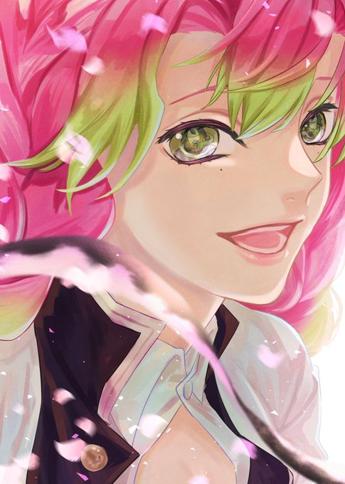 七見さんがTwitterに投稿した甘露寺蜜璃(鬼滅の刃)のイラスト。