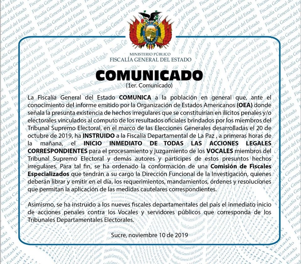 ADEPCOCA exige  el inmediato operativo de oficio a la Fiscalia General contra los miembros del TSE y personal responsable del fraude electoral.